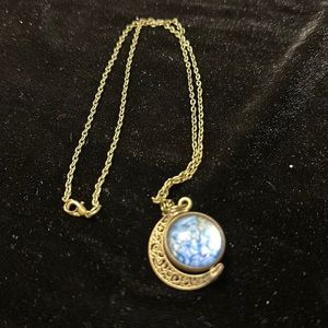 HAND PAINTED Double Moon Necklace by INDIANA ARTIST SUSAN OTTINGER One of Kind